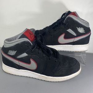 Nike Air Jordan 1 Mid (GS) Black Particle Grey Boys Men US 6.5Y 554725-060